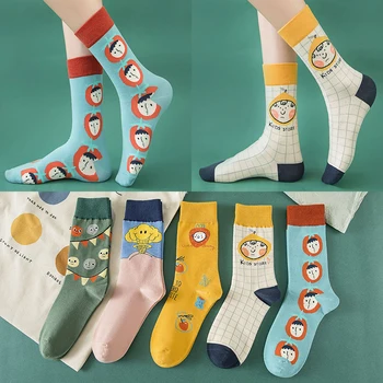мультяшные чорапи ins тенденция чисти червени чорапи в Европа и Съединените Щати улични японски сладки памучни чорапи