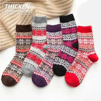 Марка HSS, Изолирана Дамски Зимни Чорапи, чорапи от домакинството е заек Вълна за момичета, Висококачествени Ежедневни Памучни чорапи в стил Харадзюку с Снежинками