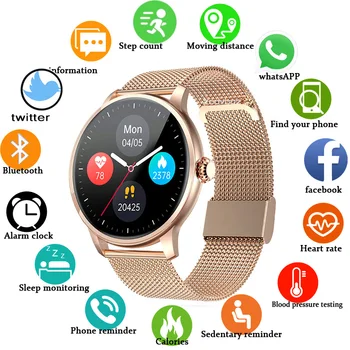 2022 Цветни умен часовник със сензорен екран за жени и мъже, мониторинг на сърдечната честота и кръвното налягане, тракер активност, фитнес-смарт часовници