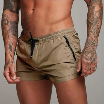 2022 летни нови мъжки спортни панталони за фитнес, абсорбиращи потта, за джогинг, тънки, обикновена, с джоб с цип на нивото на талията, мъжки къси панталони 1