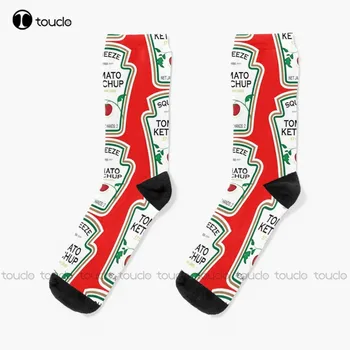 Нови Забавни Чорапи С Етикет От Кетчуп, Чорапи С Сутулостью, Персонални Потребителски Чорапи За Възрастни Унисекс, Популярни Подаръци