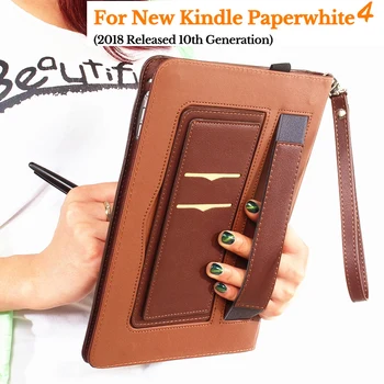 Многофункционален калъф NINJACASE за Funda Kindle Paperwhite 4 (10-то поколение-випуск 2018 г.), Портативна поставка за четене, калъф от изкуствена кожа
