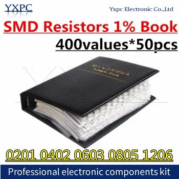 400 стойности X50 бр 0201 0402 0603 0805 1206 SMD Резистори от 1% На Книга 0R ~ 10 М Резистор
