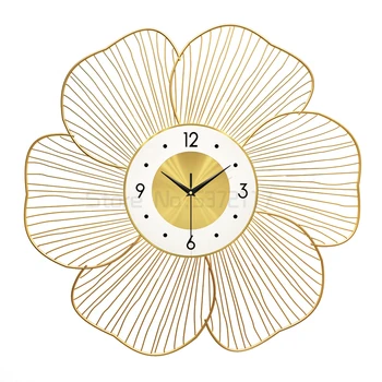 Големи Метални Творчески Луксозни Стенни Часовници Gold Nordic Безшумни Модерен Стенен Часовник С Цветя За Баня Reloj Сравнение Декорация на Дома, EA50Z