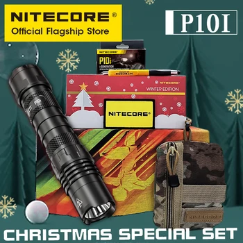 NITECORE P10i USB Акумулаторна Тактическо Фенерче за Самозащита 1800 Лумена със Седалище Шал Джобен Калъф за Мъже Коледен Подарък