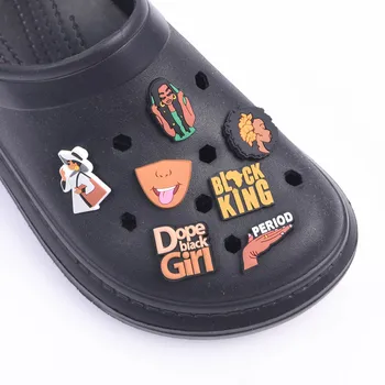 Това е една Продажба на Меки PVC Окачване за Обувки Croc JIBZ Украса Черна Момиче е Магически Аксесоари Сабо Чар за Обувки за Детски Подарък 5