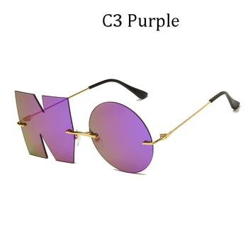 2022 нова мода БЕЗ букви във формата на слънчеви очила дамски луксозни маркови персонални без рамки слънчеви очила мъжки цветни нюанси огледало