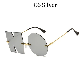 2022 нова мода БЕЗ букви във формата на слънчеви очила дамски луксозни маркови персонални без рамки слънчеви очила мъжки цветни нюанси огледало 1