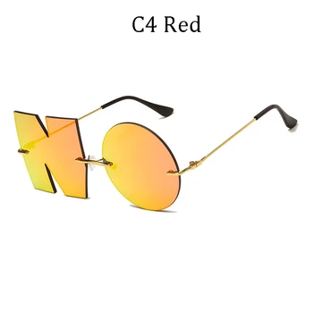2022 нова мода БЕЗ букви във формата на слънчеви очила дамски луксозни маркови персонални без рамки слънчеви очила мъжки цветни нюанси огледало 2