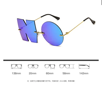 2022 нова мода БЕЗ букви във формата на слънчеви очила дамски луксозни маркови персонални без рамки слънчеви очила мъжки цветни нюанси огледало 4